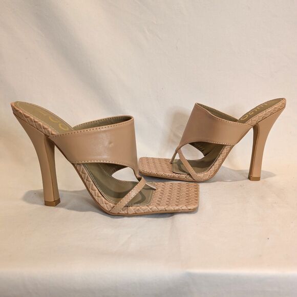 Ego X Molly-Mae Captivating Square Open Toe High Heel Waffle Mules - Picture 4 of 7